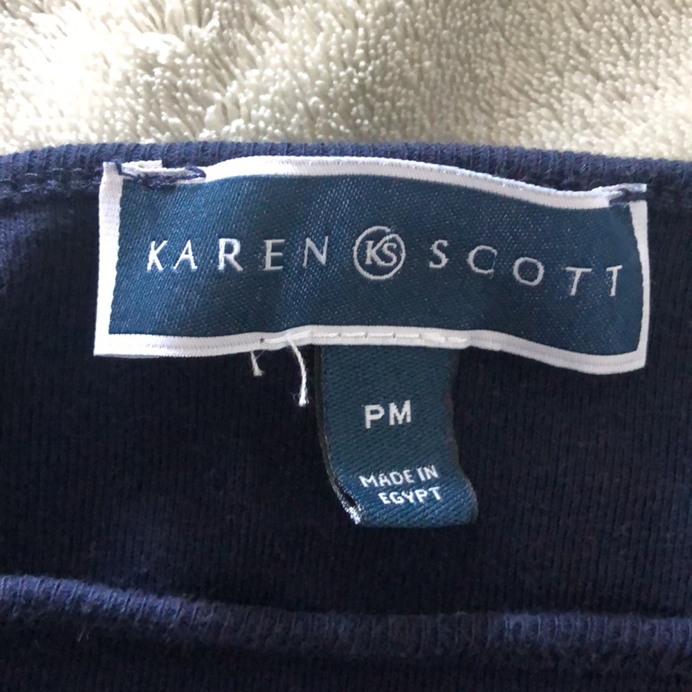 Petite Navy Cotton Square-Neck Tank Top, Karen Scott, medium. Navy blue. - Picture 3 of 3